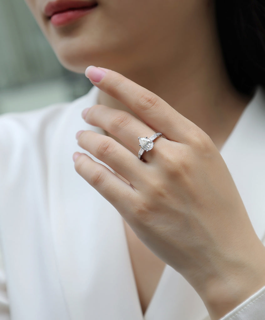 Moonlight - A Wedding Ring Set With Top-quality Moissanite S925 Silver And Platinum-plated Diamond Can Be Inspected With A Diamond Pen