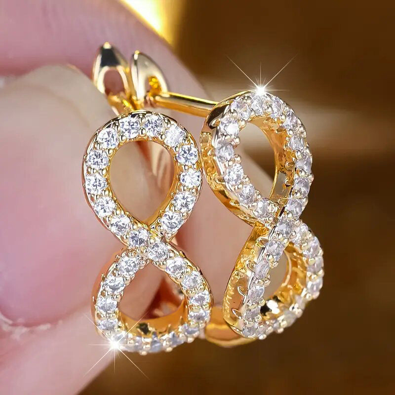Fashionable Micro-Pave Zircon Infinity Symbol Ear Clips