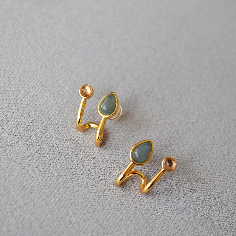 Fashionable And Minimalist Gold-plated Brass Stud Earrings For Women