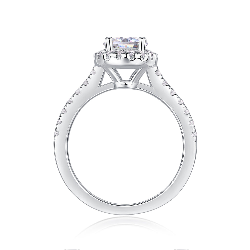 Embrace Your Lover - A Wedding Ring Set With 1-carat Top-quality Moissanite S925 Silver And Platinum-plated Diamond. The Ring Can Be Inspected With A Diamond Pen
