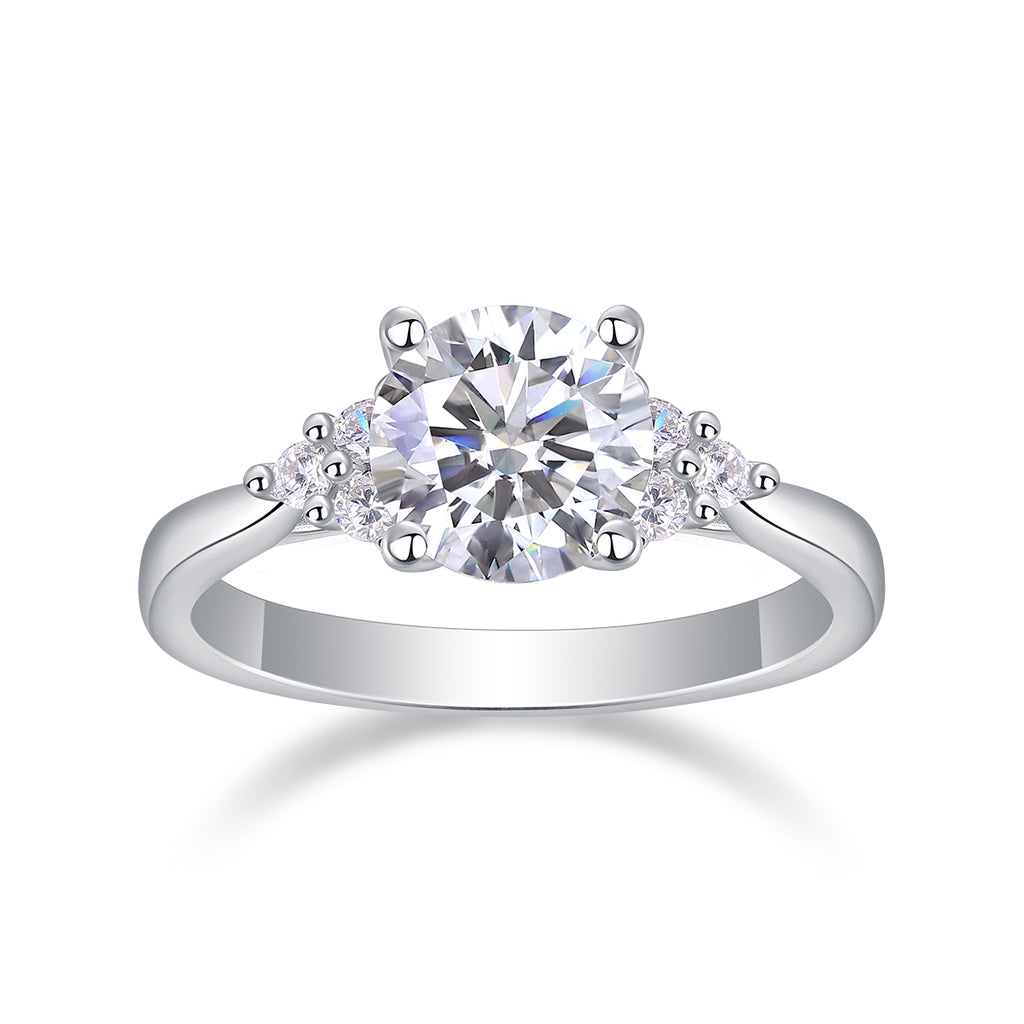 Galaxy Light - A Wedding Ring Set With 2-carat Top-quality Moissanite S925 Silver And Platinum-plated Diamond. The Ring Can Be Inspected With A Diamond Pen