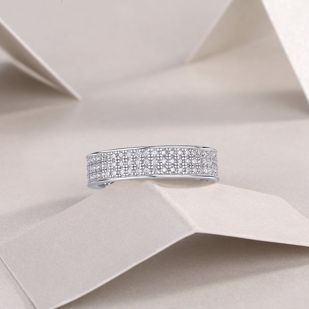 Starlight Shining - A Wedding Ring Set With Top-quality Moissanite S925 Silver And Platinum-plated Diamond. The Ring Can Be Inspected With A Diamond Pen