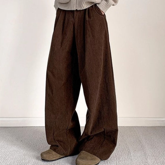 Old-money-style Japanese Retro Pleated Corduroy Casual Pants