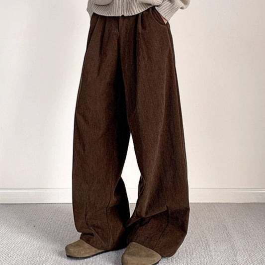 Old-money-style Japanese Retro Pleated Corduroy Casual Pants