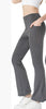 Ladies Mid Waist Abdominal-shaping Slimming Cropped Pants Casual Pocket Bootcut Trousers