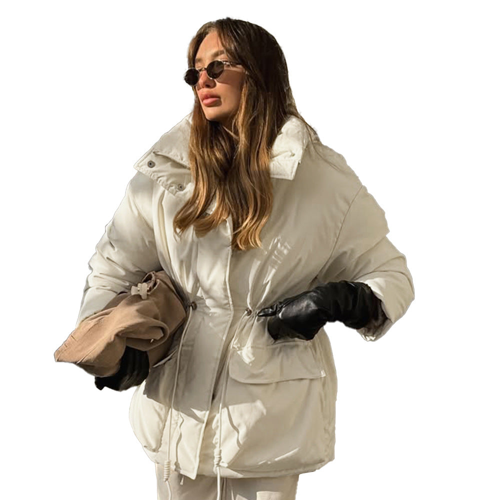 Slim-fit Cottonpadded Drawstring Waisttight Jacket Women's Quilted Cotton Coat