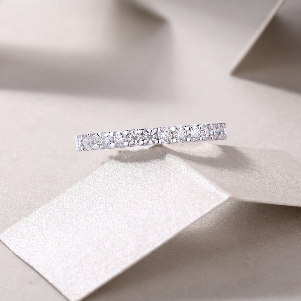 Wish - A Wedding Ring Set With Top-quality Moissanite S925 In Silver And Platinum-plated. The Ring Can Be Tested With A Diamond Pen