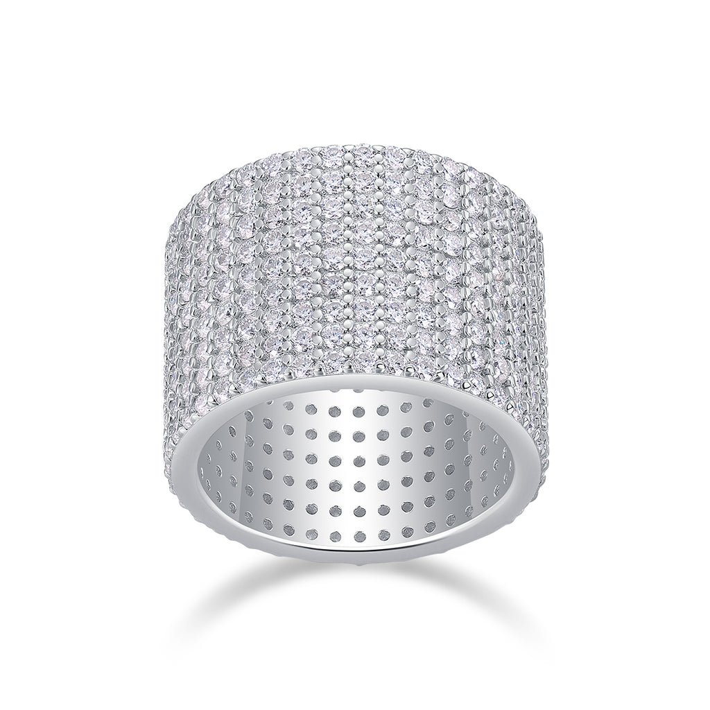 Bright Stars - A Wedding Ring Set With Top-quality Moissanite S925 Silver And Platinum-plated Diamond. The Ring Can Be Inspected With A Diamond Pen