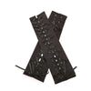 Long Black Satin Arm Sleeve Long For Wedding Lace-up Fingerless Gloves