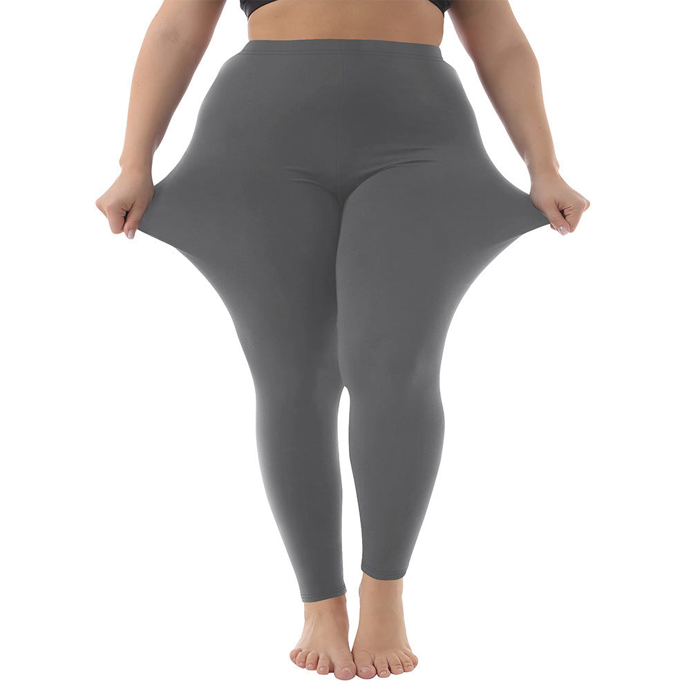 Nine Points High Elastic Solid Color Spring And Autumn Leggings Plus Size