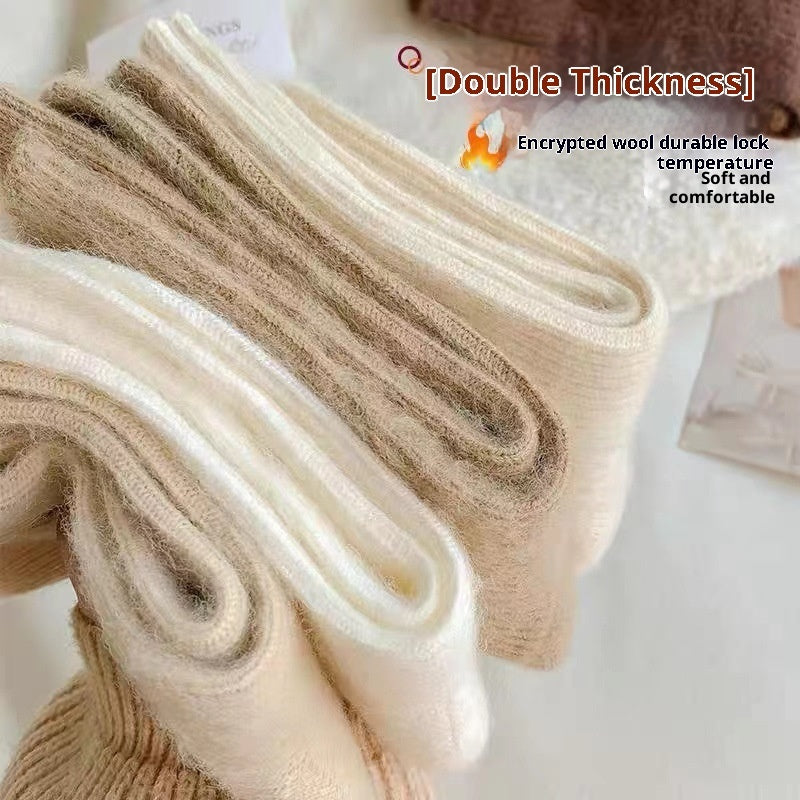 Autumn And Winter Small Eyes Mid-calf Plus Velvet Socks