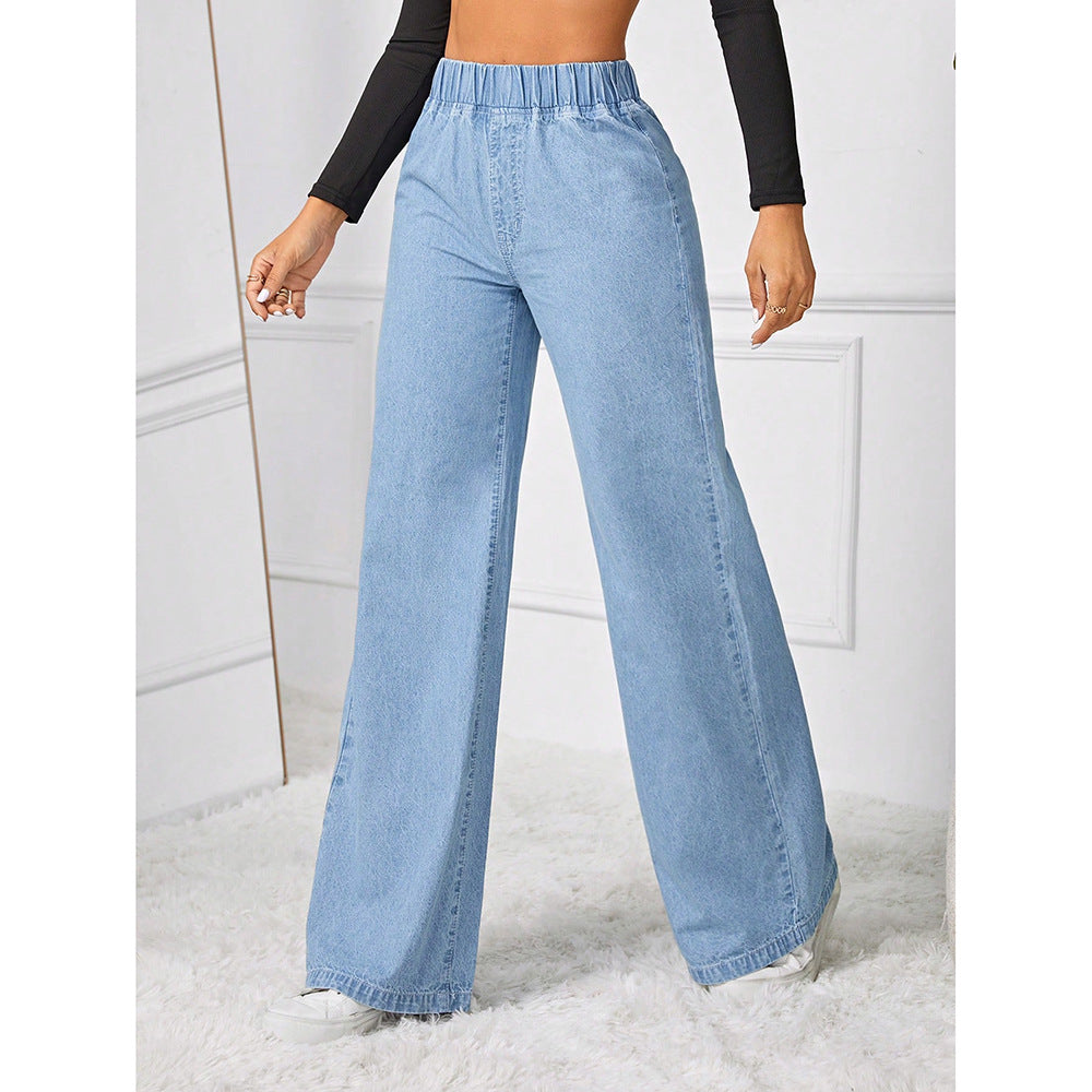 New High-waisted Wide-leg Loose-fit Retro Draping Straight-leg Long Pants