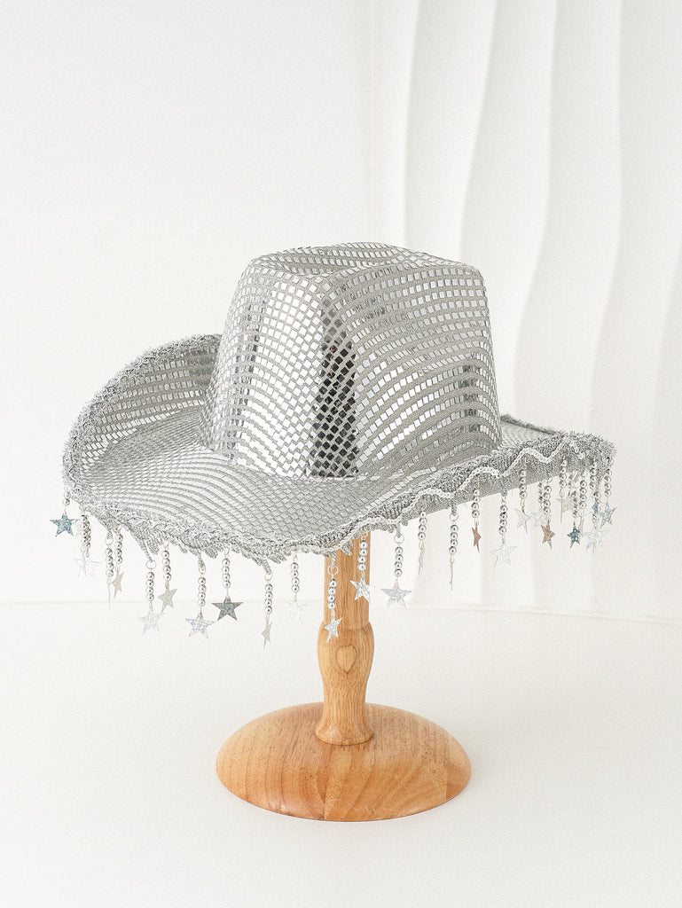 Western Cowboy Hat Sequined Tassel XINGX Design Floppy Hat