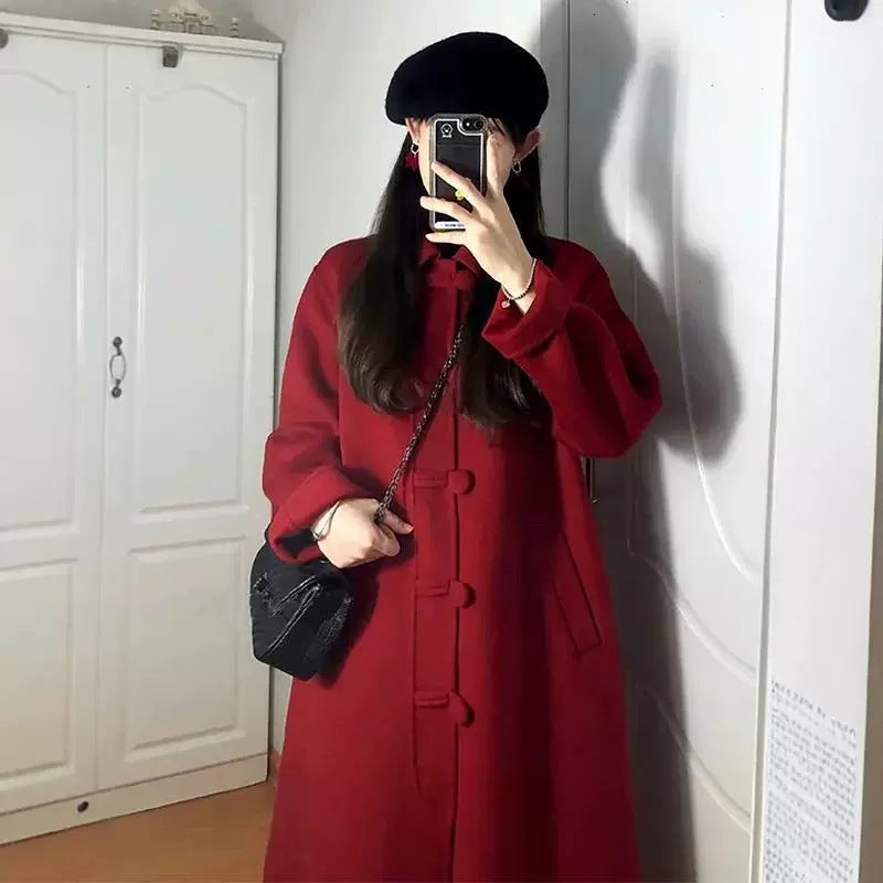 Petite Hepburn Style Mid-length Woolen Coat