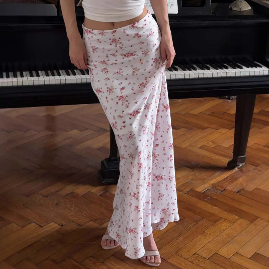 Printed, Figure-hugging Mermaid Midi Skirt