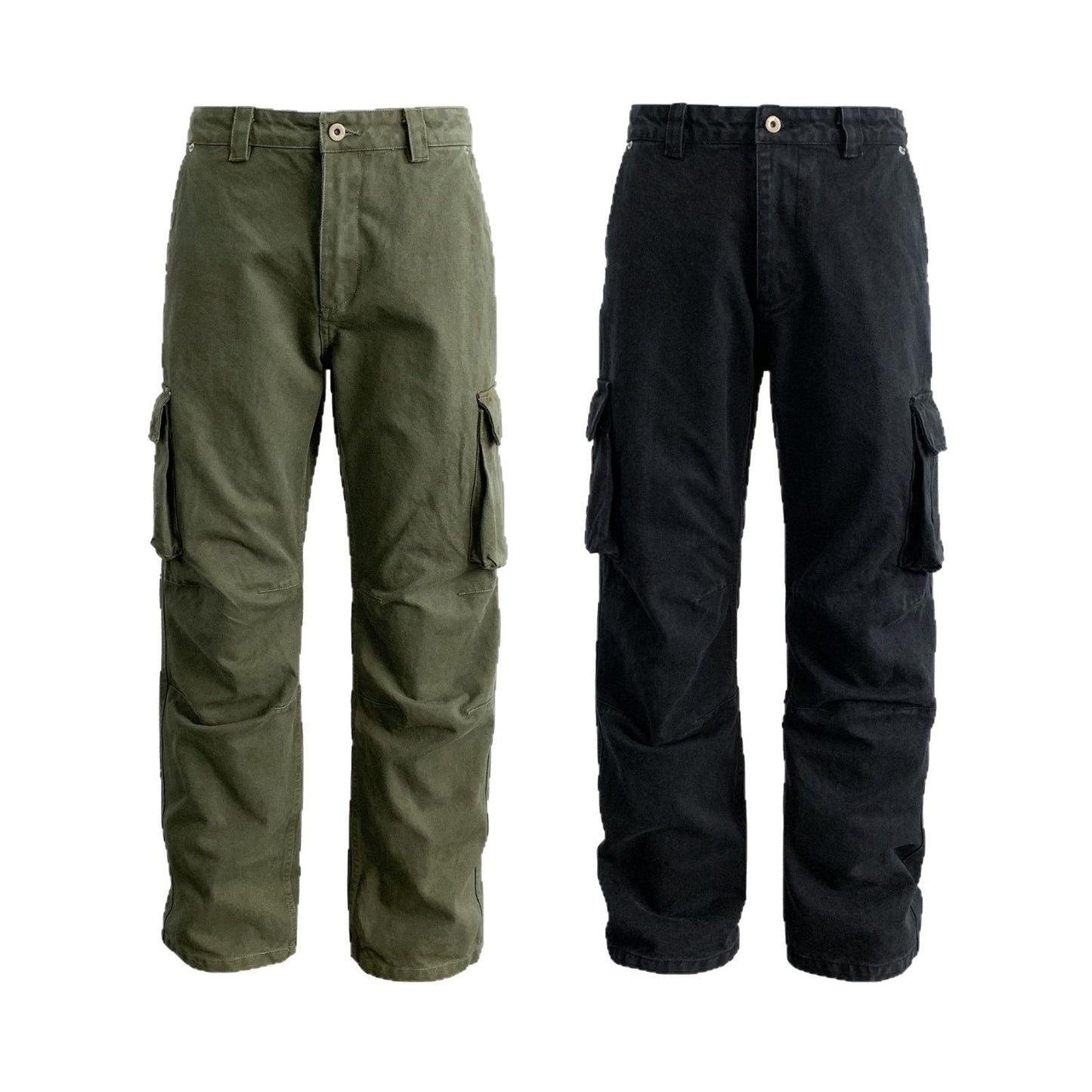 Straight-leg Relaxed-fit Washed-pocket Work Pants