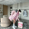 Women's Long Pink Glossy Fur Collar Winter High-end Down Jacket