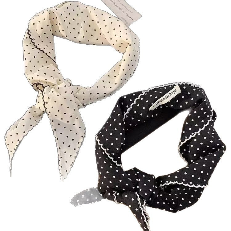 Women's Korean-style Polka Dot Scarf Triangular Binder Lace-up Waist Decorative Summer