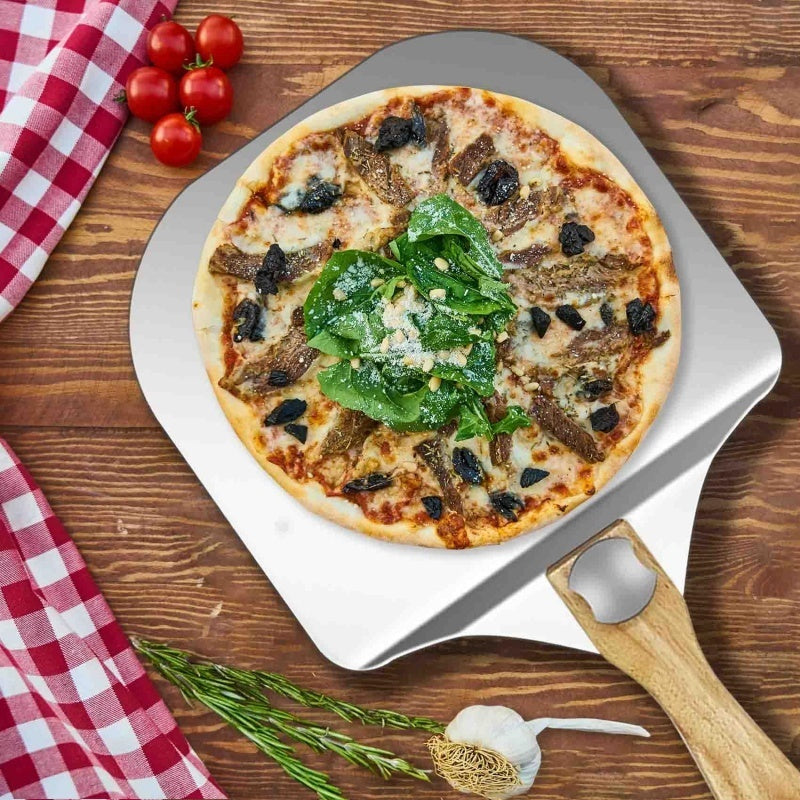 12 Inch Pizza Peel Oven Aluminium Foldable Wood Handle And Pizza Paddle
