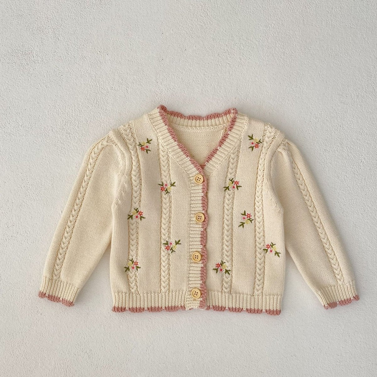Baby Girl Small Floral Embroidered Knitted Cardigan Jacket - Eshtree