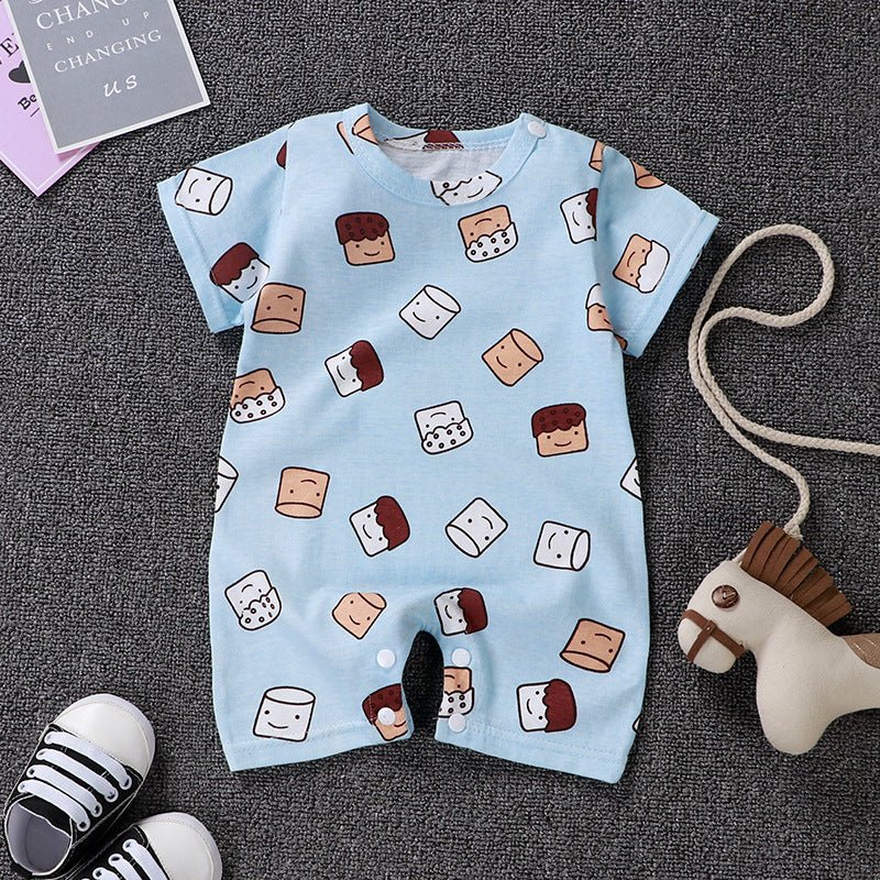 Baby One - Piece Clothes Baby Print Short - Sleeved Romper Bag Fart Suit - Eshtree