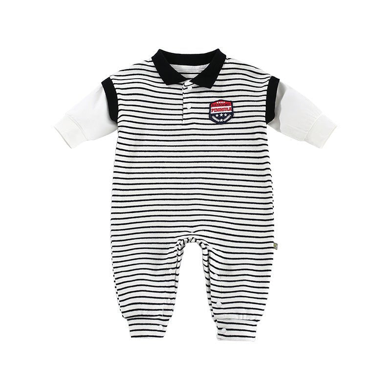 Baby Onesies Striped Male Baby Newborn Clothes Baby Autumn Clothes - Eshtree