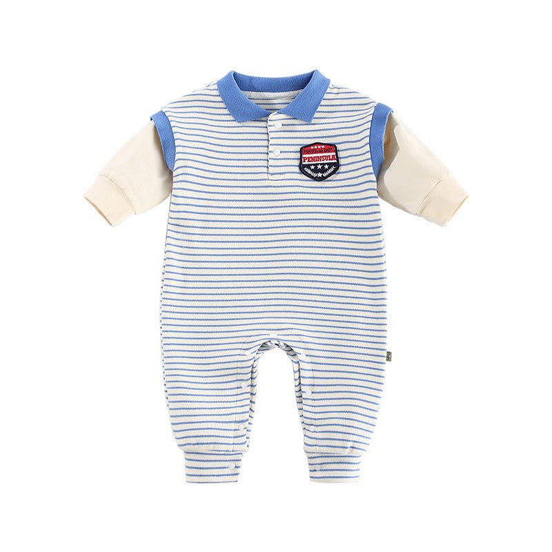 Baby Onesies Striped Male Baby Newborn Clothes Baby Autumn Clothes - Eshtree