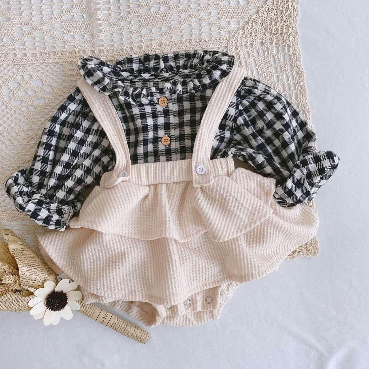 Baby Romper 0 - 2 Years Old Baby Clothes Baby Girl Foreign Style Pleated Lotus Leaf Sling Climber - Eshtree