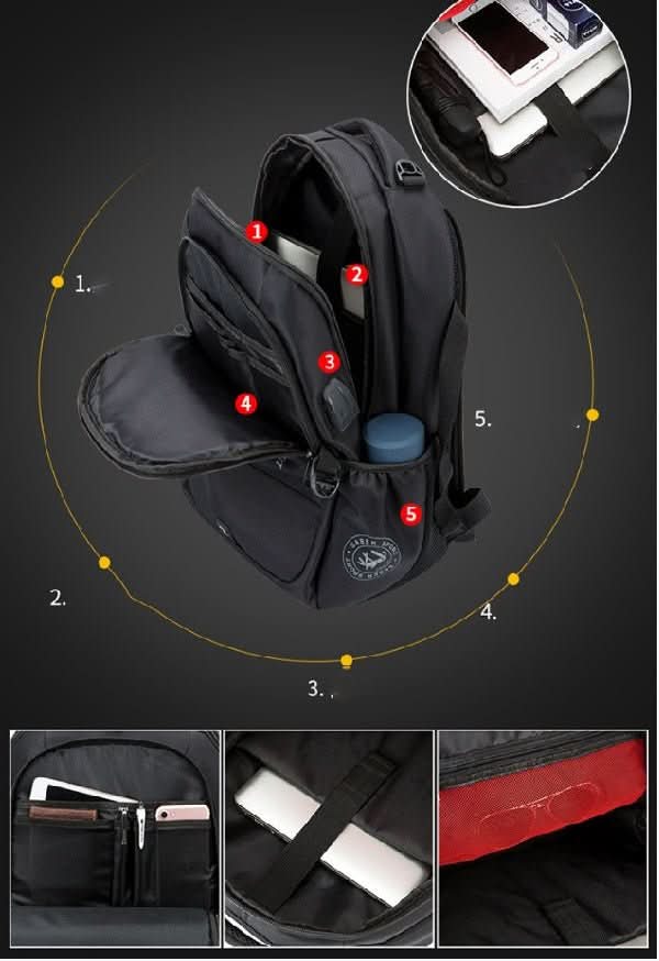 Backpack Usb Men's Backpack Women Outdoor Travel Bag Business Computer Bag - Eshtree