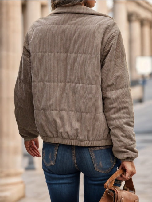 Zip Up Snap Button Padded Padded Coat Clothes Winter