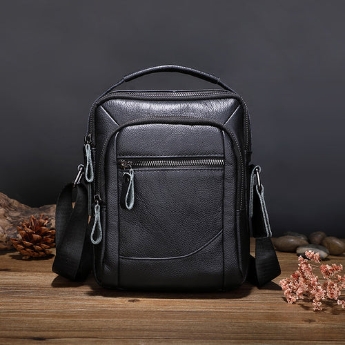 One Shoulder Genuine Leather Business Multifunction Men's Soft Leather Casual Messenger Bag