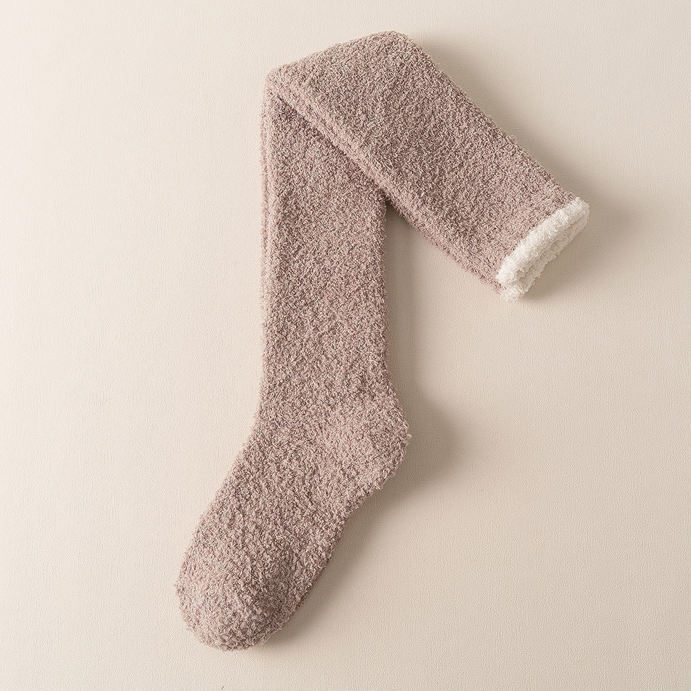 Coral Fleece Knee Socks Women's Autumn And Winter Warm Long Fleece-lined
