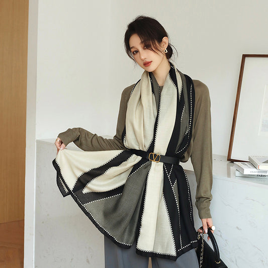 Vintage Printed Scarf Elegant Graceful Mid-length Decorative Scarf