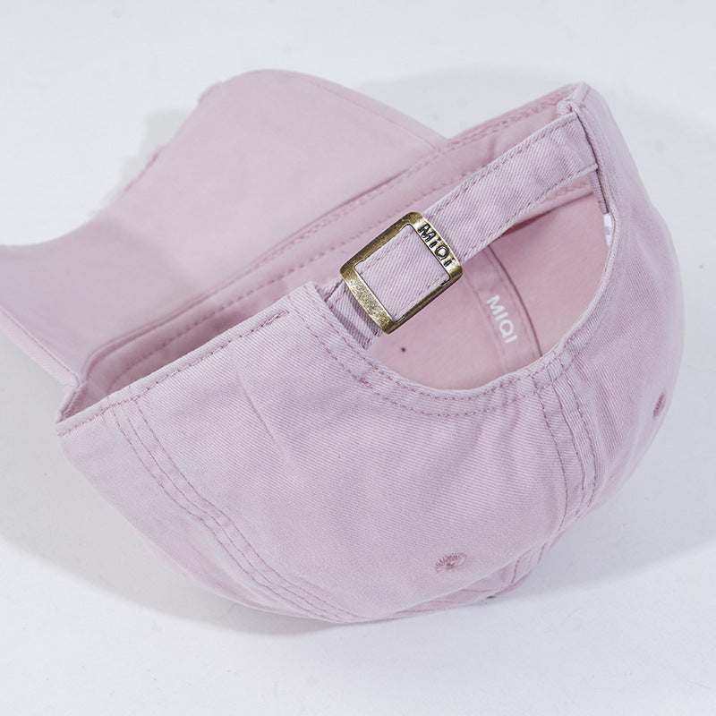 Fashionable All-match Soft Top Baseball Cap Ripped Sun-proof Peaked Cap