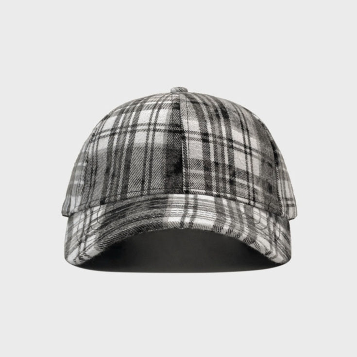 Plaid Retro Washed Baseball Cap For Women