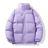 Solid Color Down Coat Couple Stand-up Collar Cotton-padded Coat