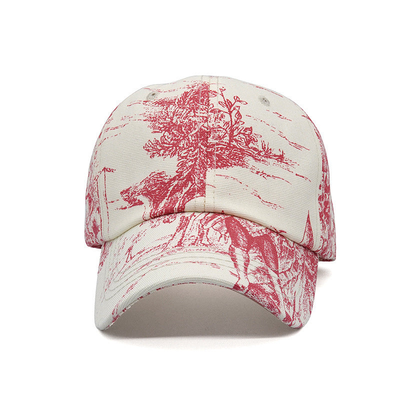 Printed Face Cover Sun-proof Peaked Cap