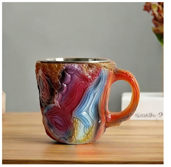 400ml Resin Mineral Crystal Coffee Mugs With Handles Elegant Fake Mineral Crystal Cup For Workplace Home Decor Christmas Gift Kitchen Gadgets