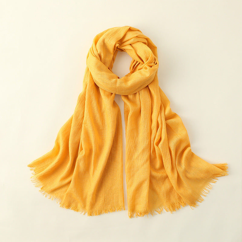 Artistic Sunscreen Solid Color Cotton And Linen Scarf