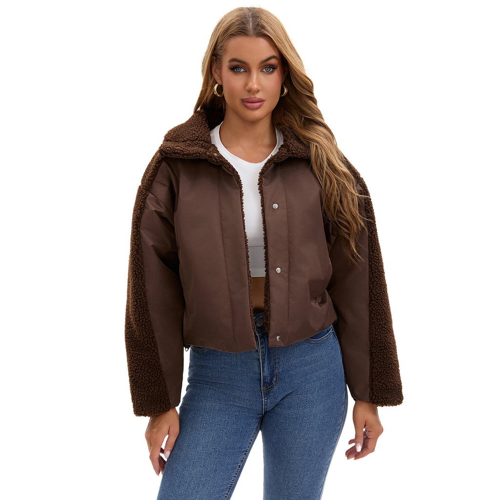 Women's Retro Loose Long-sleeved Lamb Wool Coat