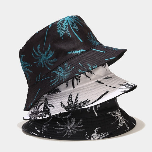 Outdoor Sunshade Beach Coconut Tree Printing Bucket Hat