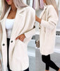 Lapel Button Pocket Women's Plush Coat