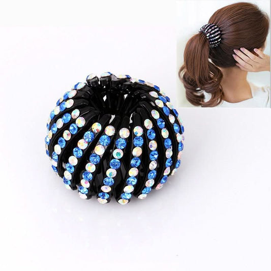 Bird's Nest Hairpin Color Rhinestone Ponytail Ball Hairpin - Eshtree