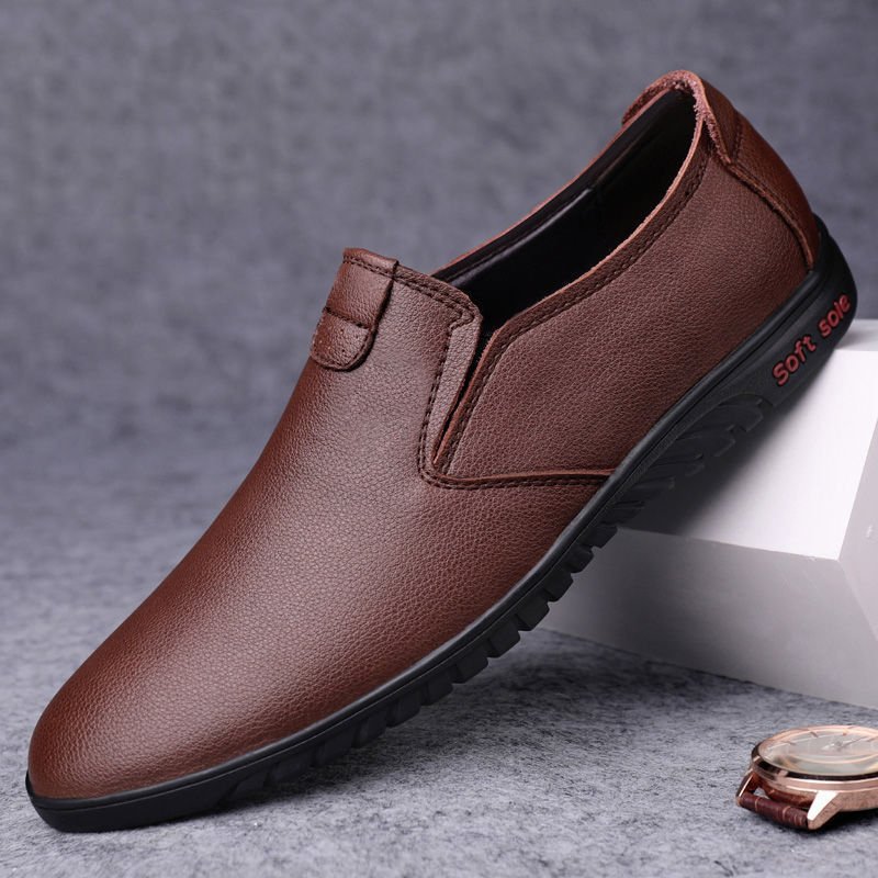 Black Casual Leather Shoes Men Korean Style - Eshtree