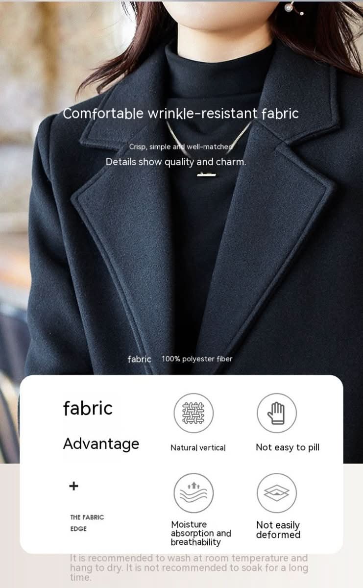 Black Double Breasted Coat Autumn And Winter New Women's Suit Jacket - Eshtree