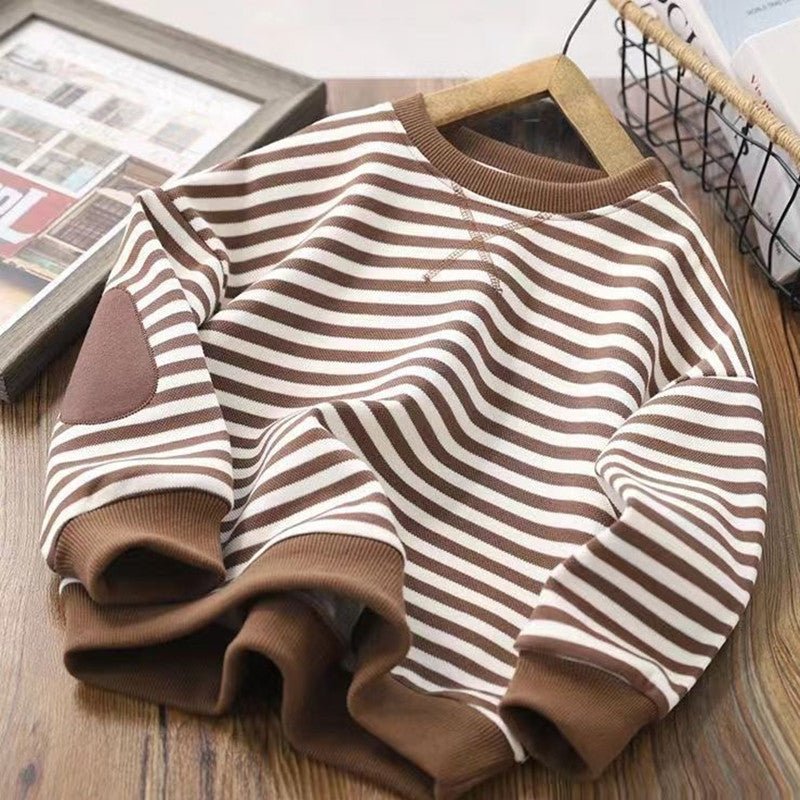Boys And Girls Striped Long Sleeve Bottoming Top - Eshtree