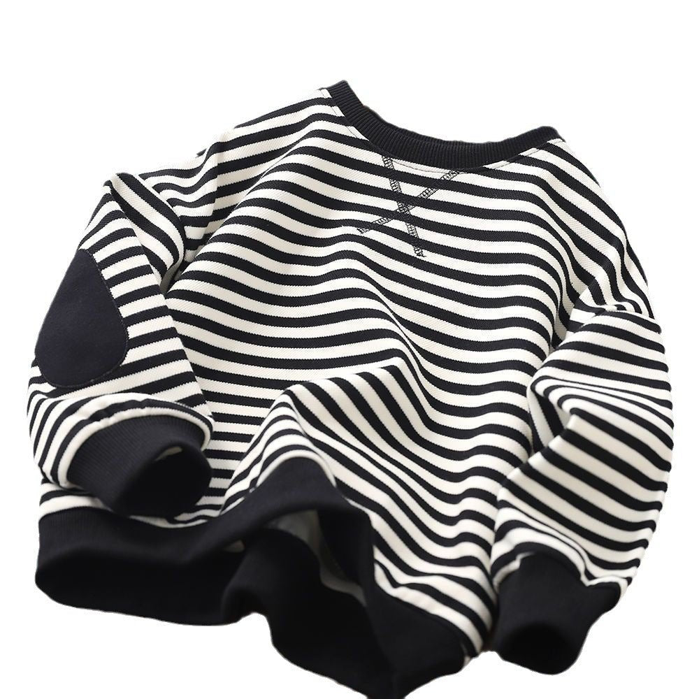Boys And Girls Striped Long Sleeve Bottoming Top - Eshtree