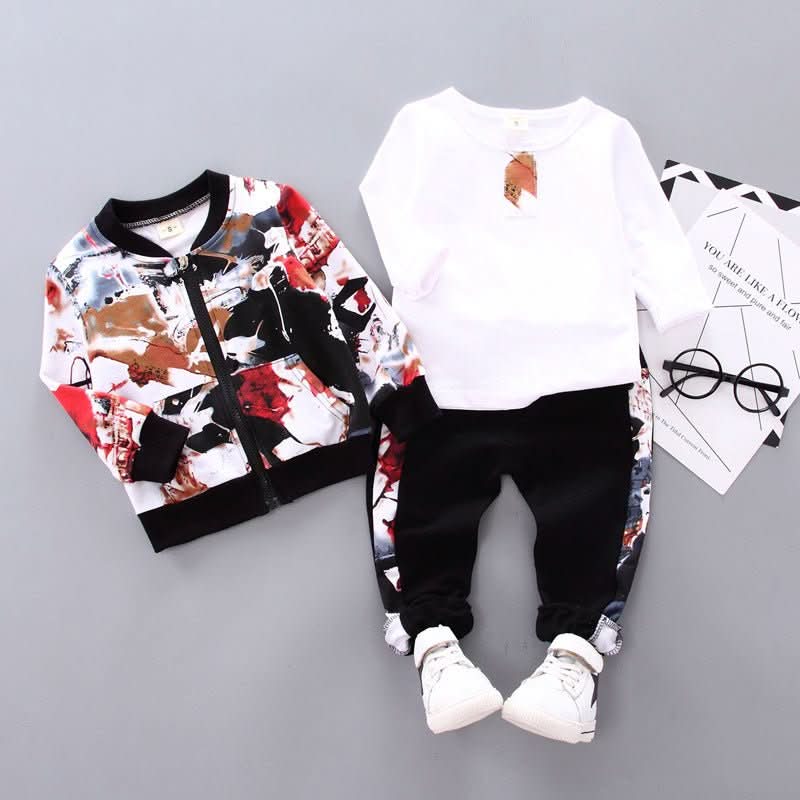 Boys Handsome Autumn And Winter Clothes Three - Piece Kid Clothes - Eshtree