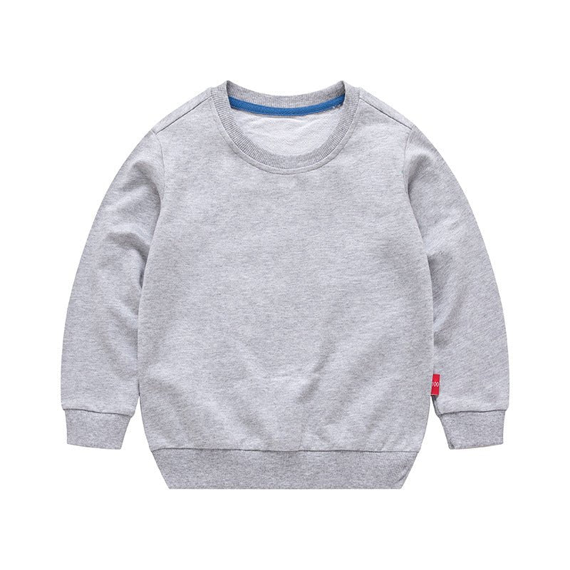 Boys Korean Round Neck Solid Color Loose Long Sleeve Pullover - Eshtree