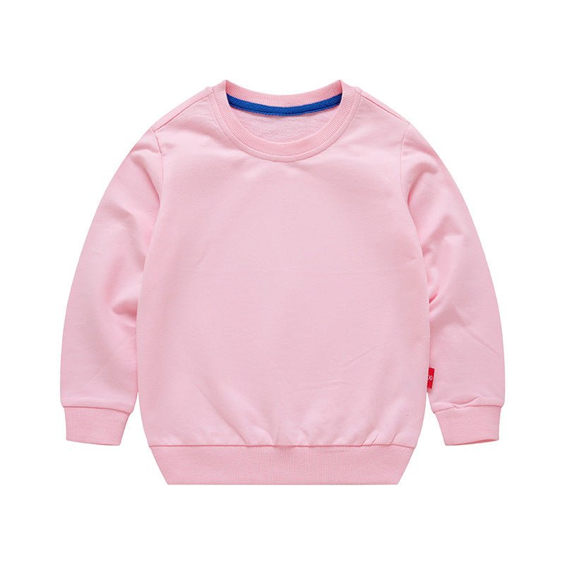 Boys Korean Round Neck Solid Color Loose Long Sleeve Pullover - Eshtree